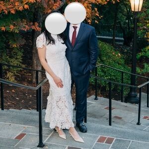 Self-Portrait White Floral Lace Midi Dress